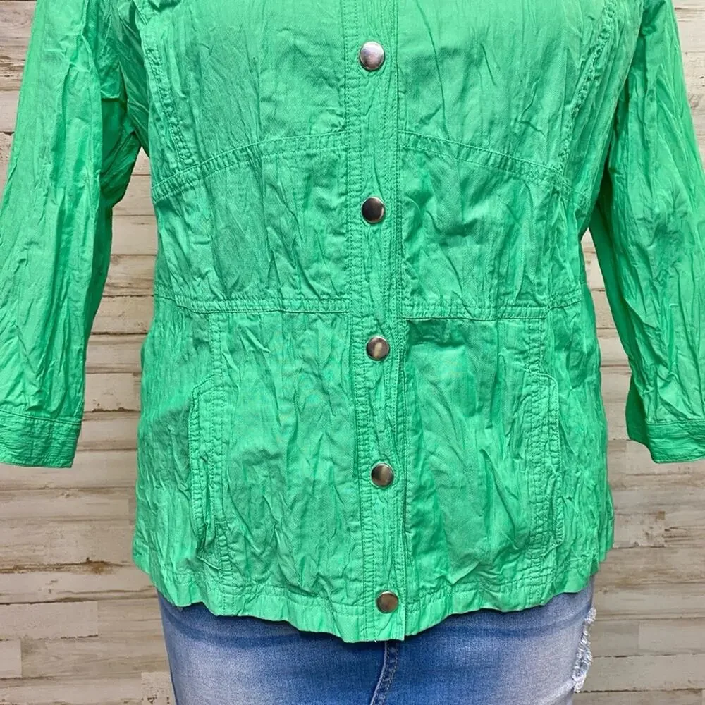 Zenergy by Chico’s Hayden Jacket Womens Size Chico's 2 or L Crinkle Green - Picture 5 of 14